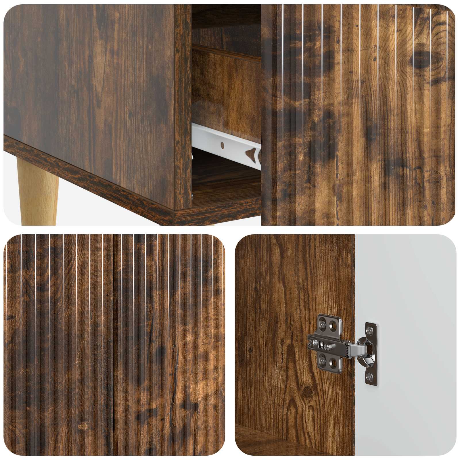 Dressoir met lade Gerookt eiken 66 x 34,5 x 95 cm Bewerkt hout