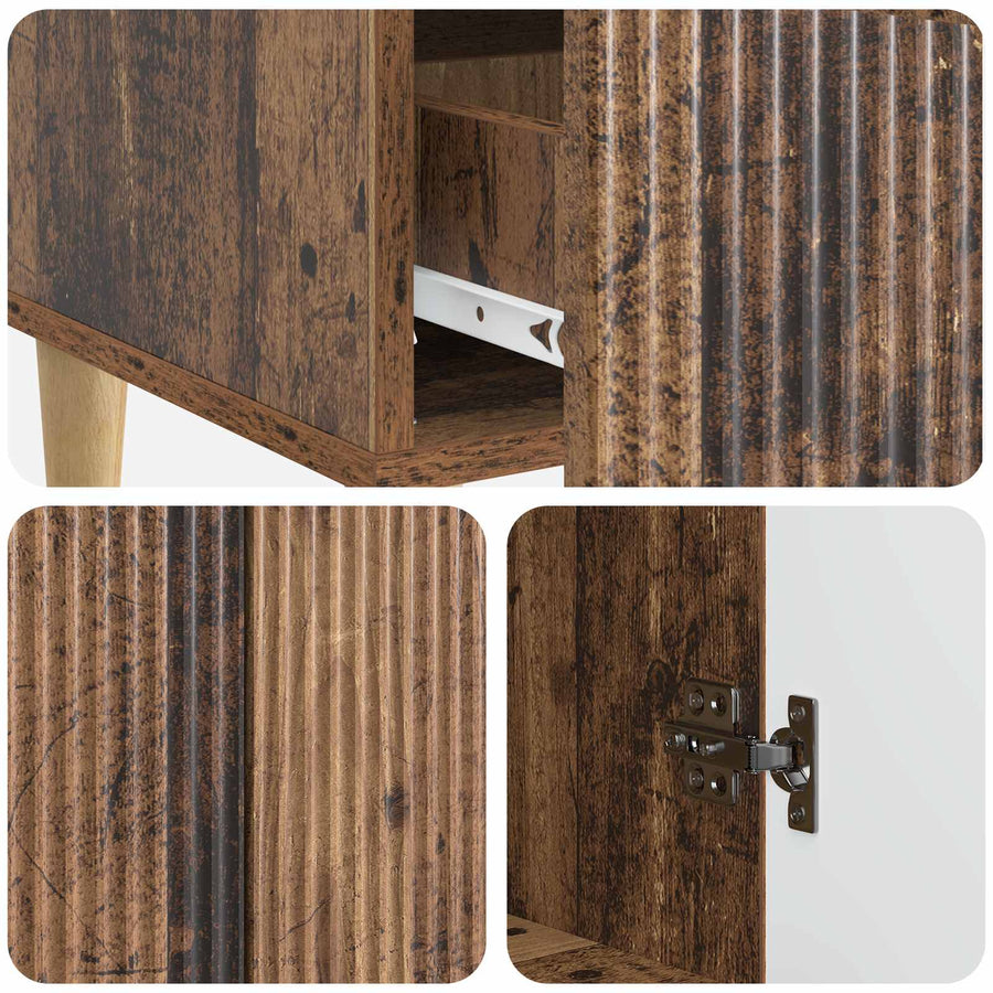 Dressoir met lade Oud hout 66 x 34,5 x 95 cm Bewerkt hout