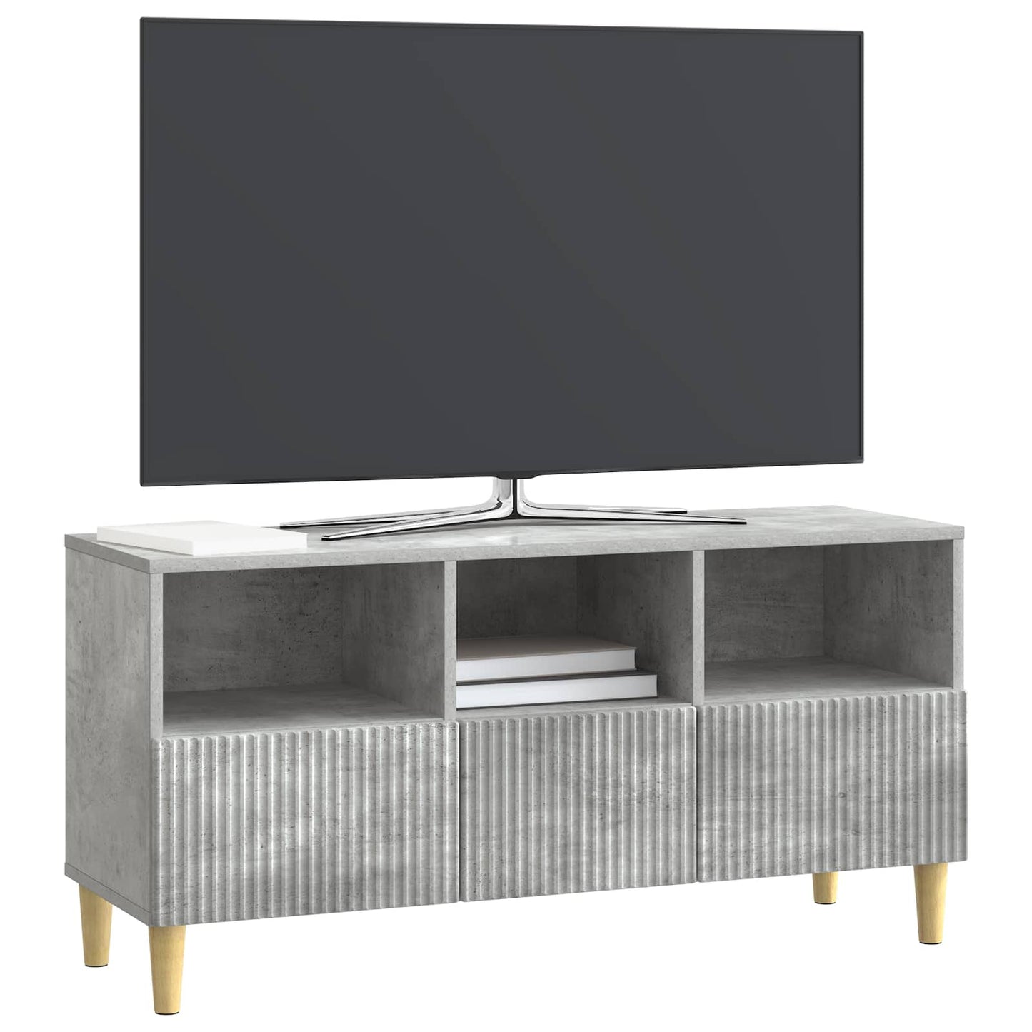 TV-kast met lade Betongrijs 102 x 34,5 x 50 cm Bewerkt hout