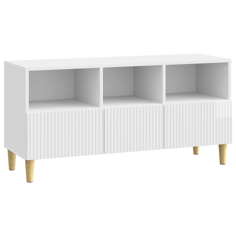 TV-kast met lade Hoogglans Wit 102 x 34,5 x 50 cm Bewerkt hout