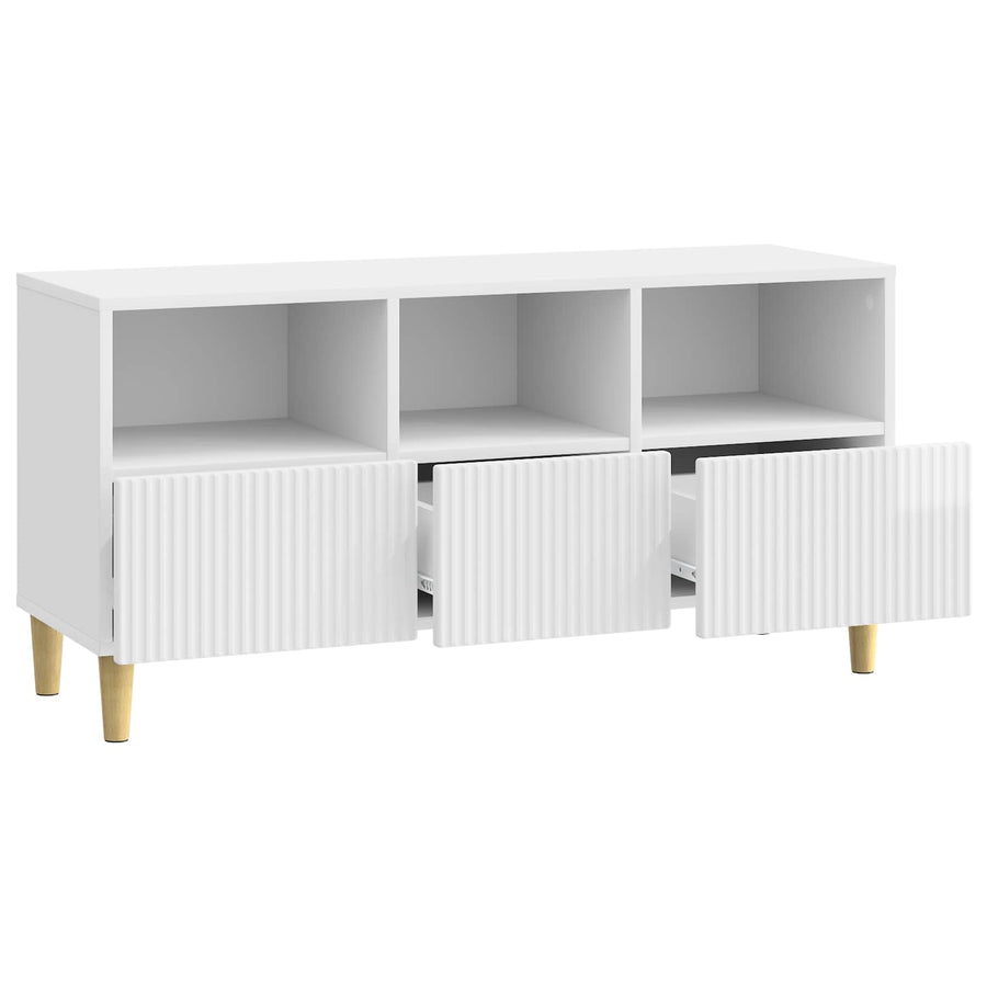TV-kast met lade Hoogglans Wit 102 x 34,5 x 50 cm Bewerkt hout