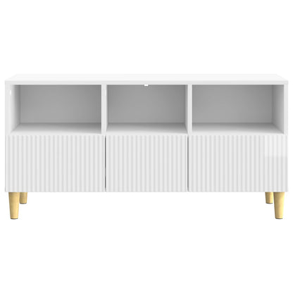 TV-kast met lade Hoogglans Wit 102 x 34,5 x 50 cm Bewerkt hout