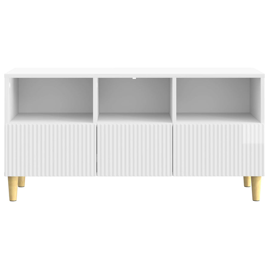 TV-kast met lade Hoogglans Wit 102 x 34,5 x 50 cm Bewerkt hout