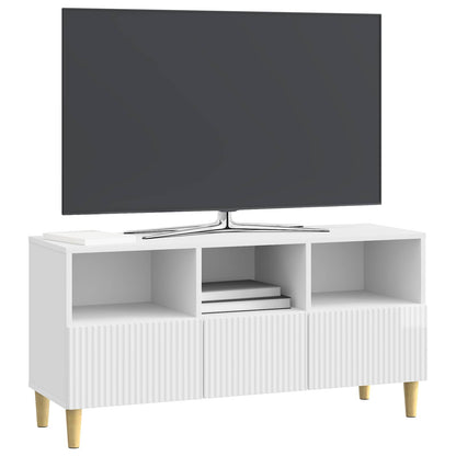 TV-kast met lade Hoogglans Wit 102 x 34,5 x 50 cm Bewerkt hout