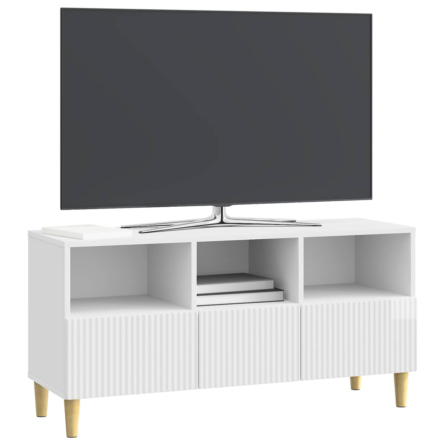 TV-kast met lade Hoogglans Wit 102 x 34,5 x 50 cm Bewerkt hout