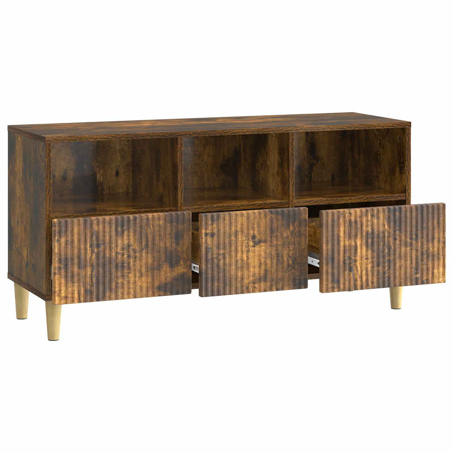 TV-kast met lade Gerookt eiken 102 x 34,5 x 50 cm Bewerkt hout