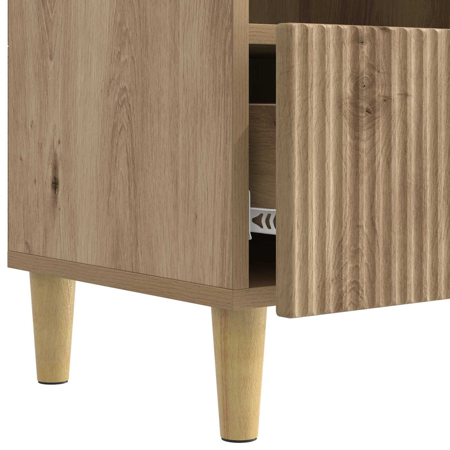TV-kast Artisanaal eiken 102 x 34,5 x 50 cm Bewerkt hout