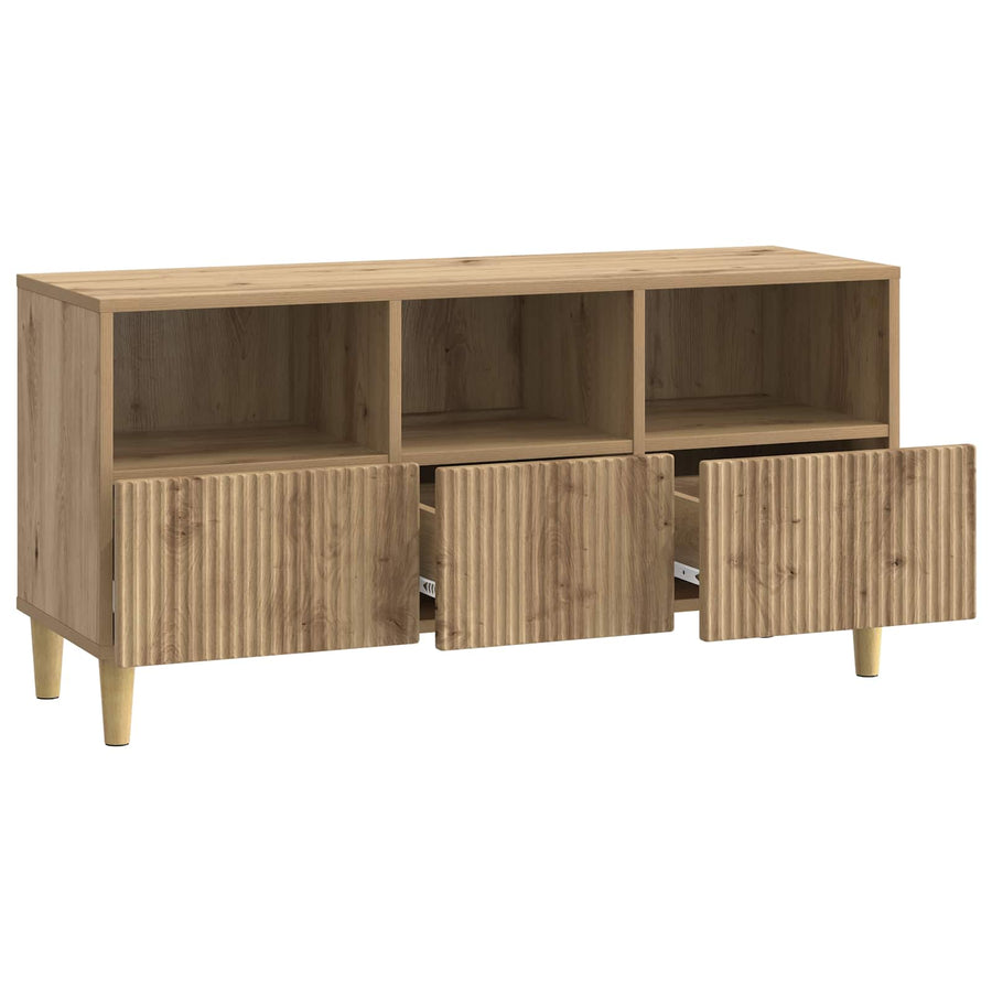 TV-kast Artisanaal eiken 102 x 34,5 x 50 cm Bewerkt hout