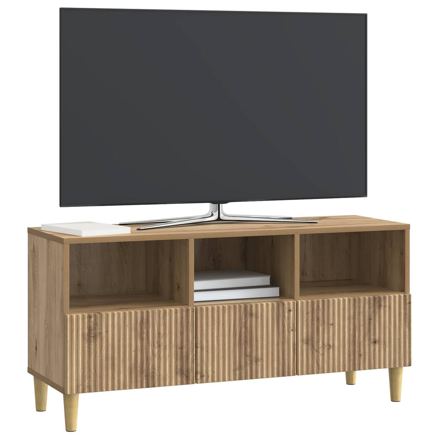 TV-kast Artisanaal eiken 102 x 34,5 x 50 cm Bewerkt hout