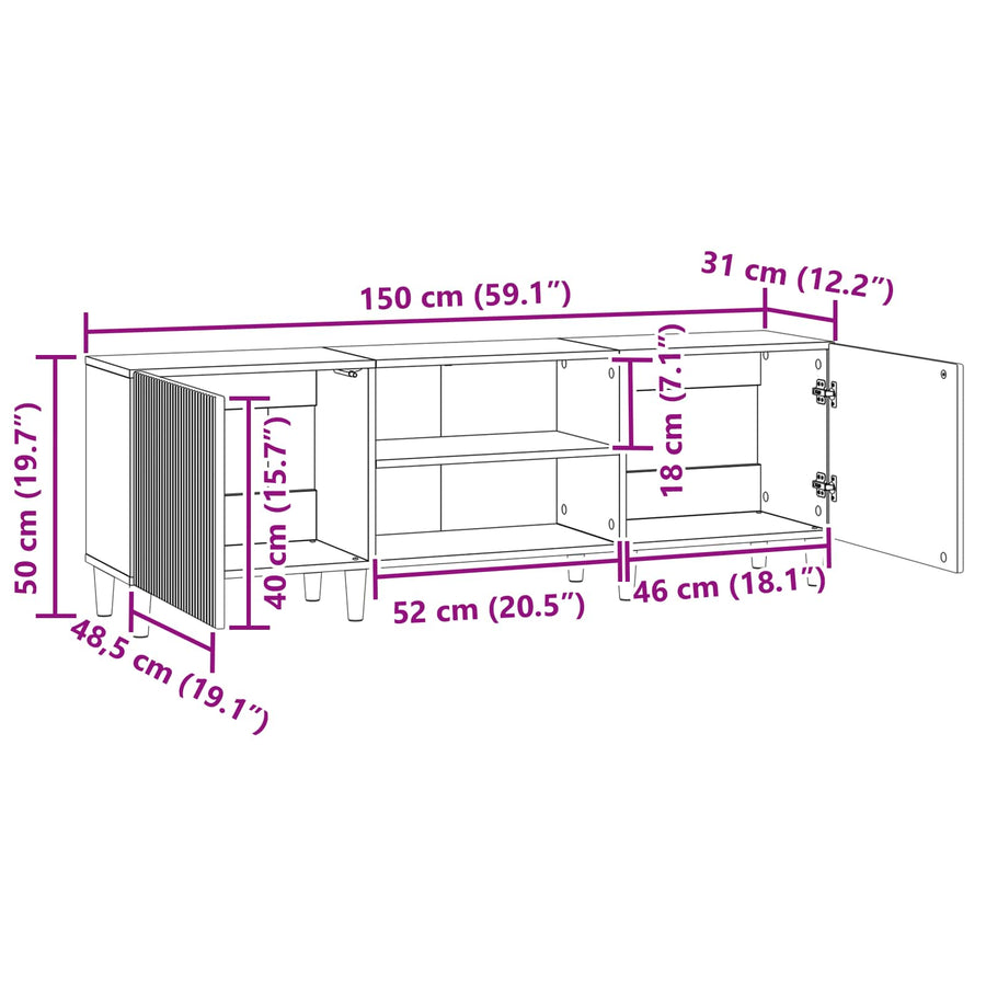 TV-kast Betongrijs 150 x 31 x 50 cm Bewerkt hout