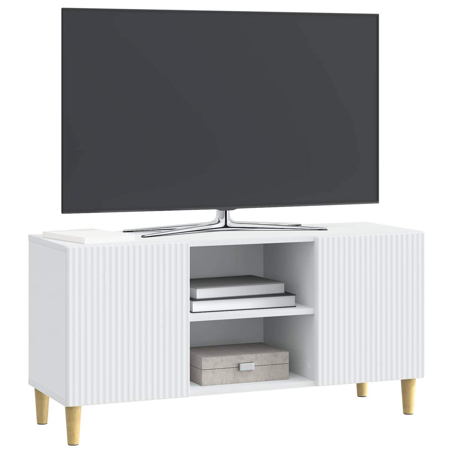 TV-kast Wit 102 x 34,5 x 50 cm Bewerkt hout