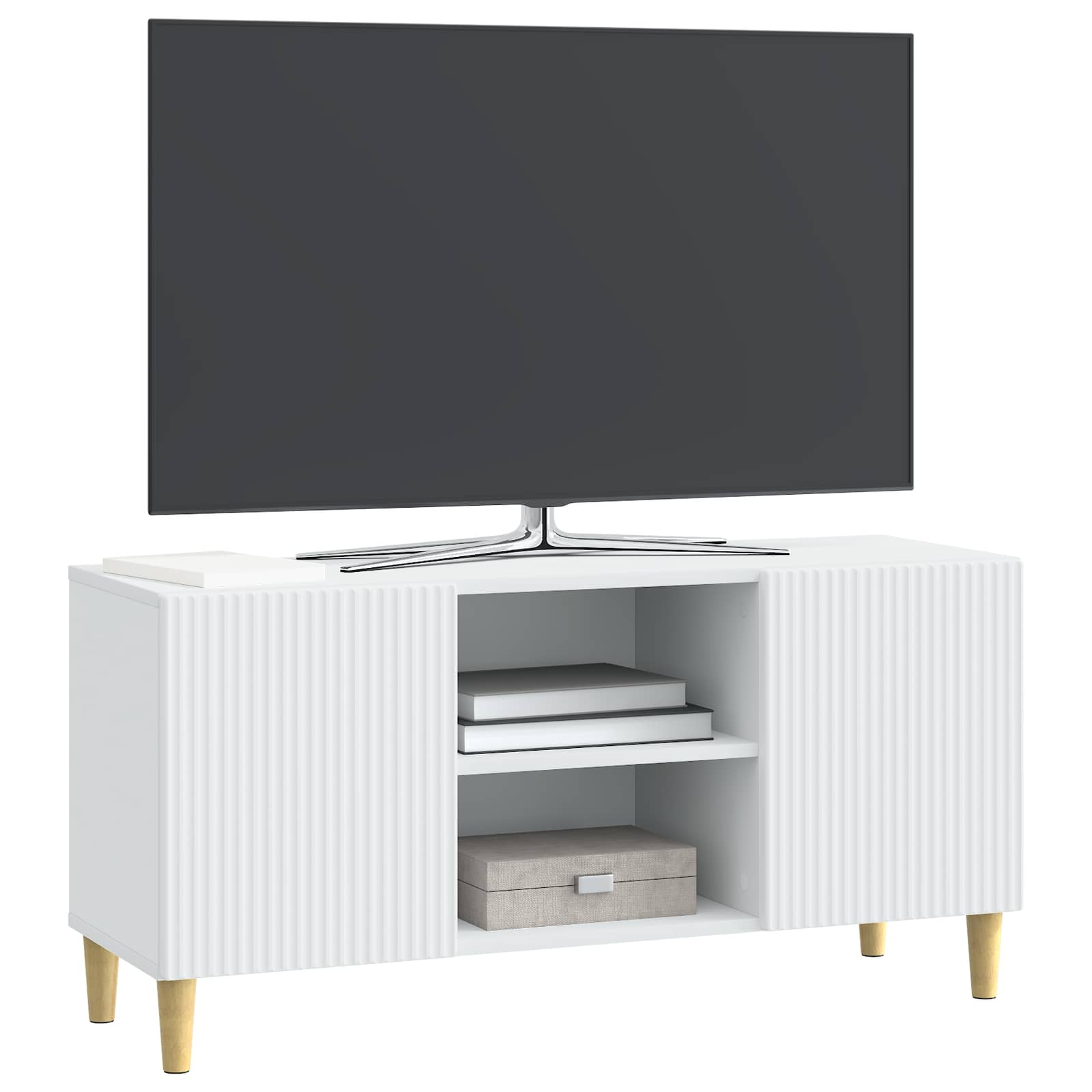 TV-kast Wit 102 x 34,5 x 50 cm Bewerkt hout