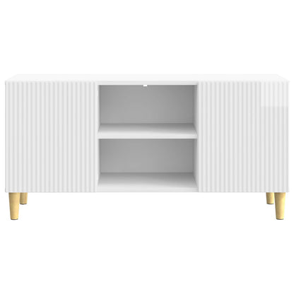 TV-kast Hoogglans Wit 102 x 34,5 x 50 cm Bewerkt hout