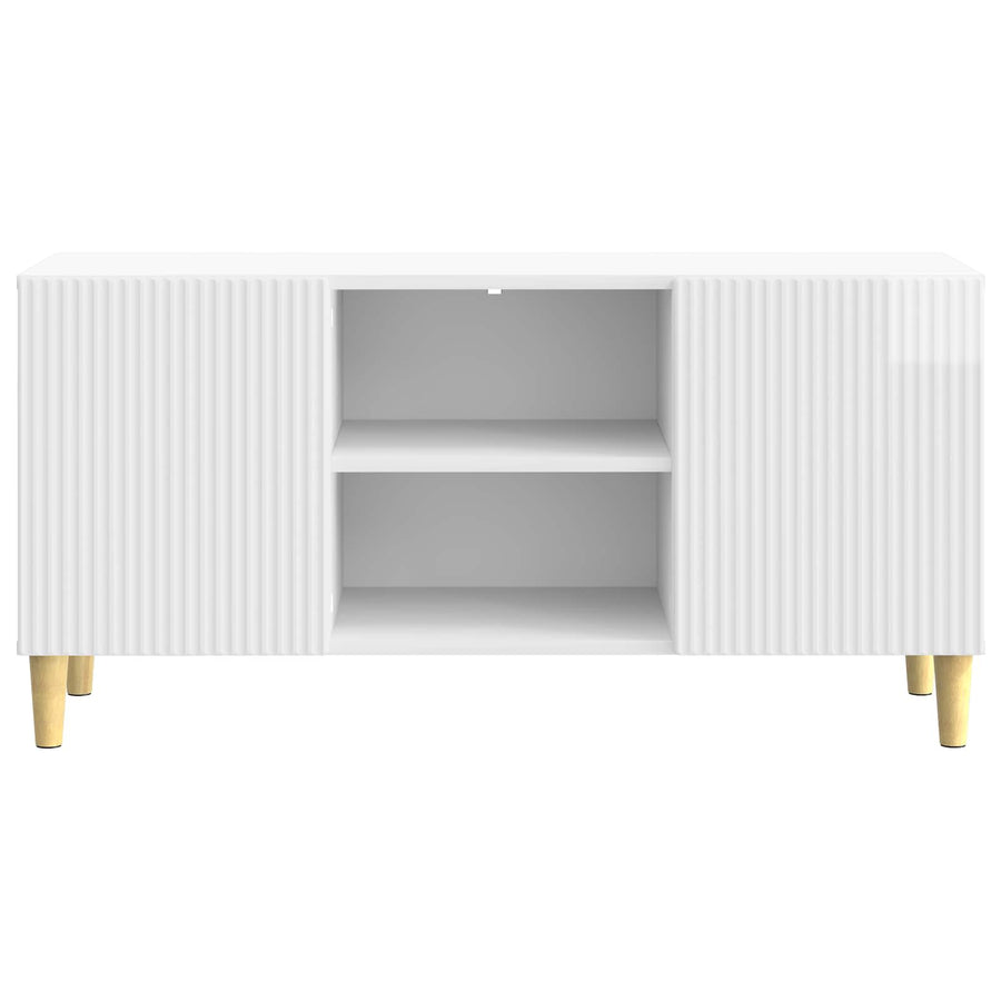 TV-kast Hoogglans Wit 102 x 34,5 x 50 cm Bewerkt hout