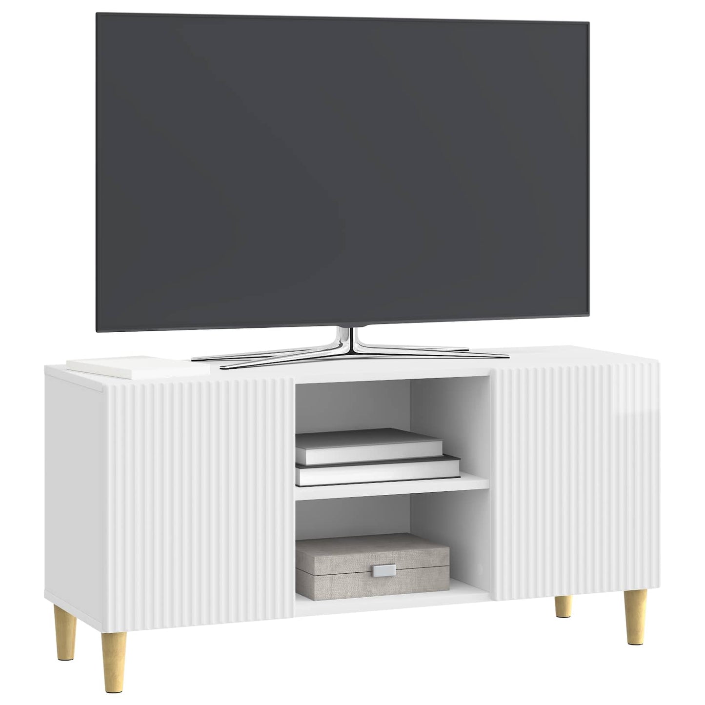TV-kast Hoogglans Wit 102 x 34,5 x 50 cm Bewerkt hout