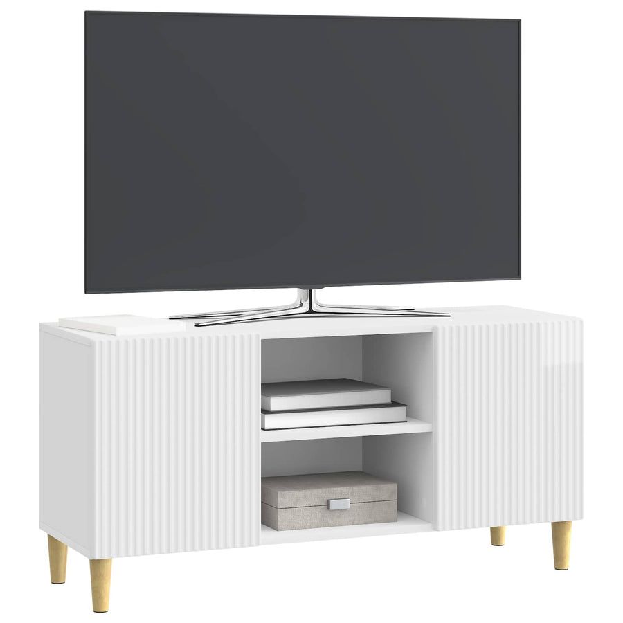 TV-kast Hoogglans Wit 102 x 34,5 x 50 cm Bewerkt hout