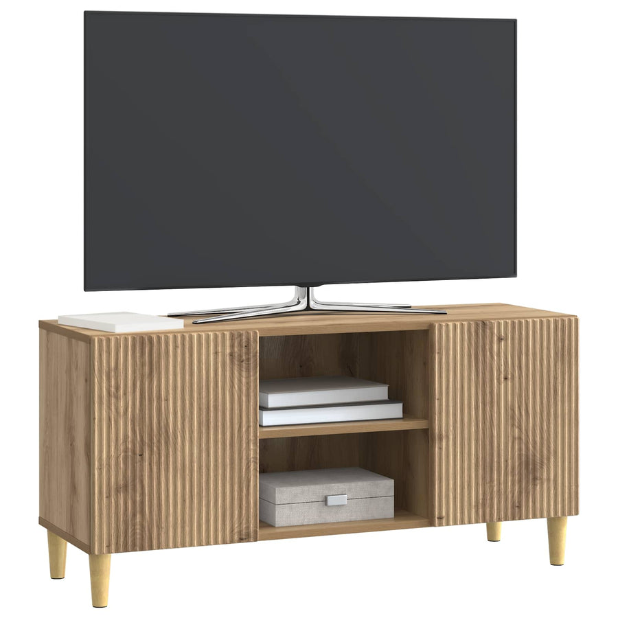 TV-kast Artisanaal eiken 102 x 34,5 x 50 cm Bewerkt hout