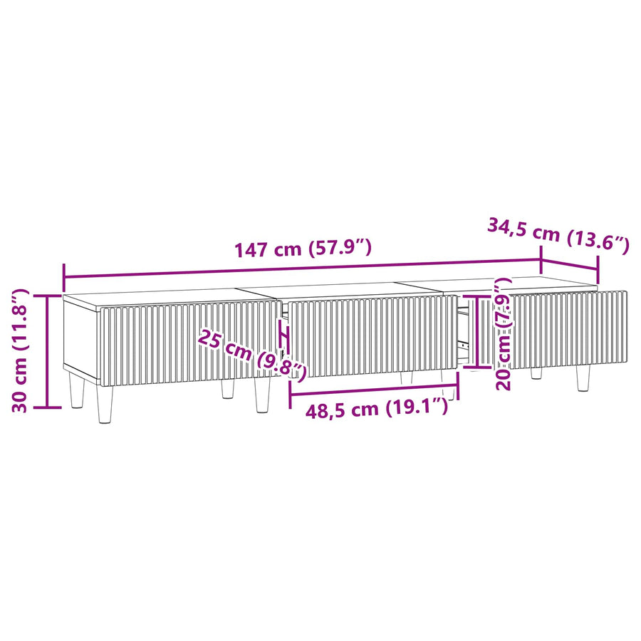 TV-kast met lade Sonoma Eiken 147 x 34,5 x 30 cm Bewerkt hout