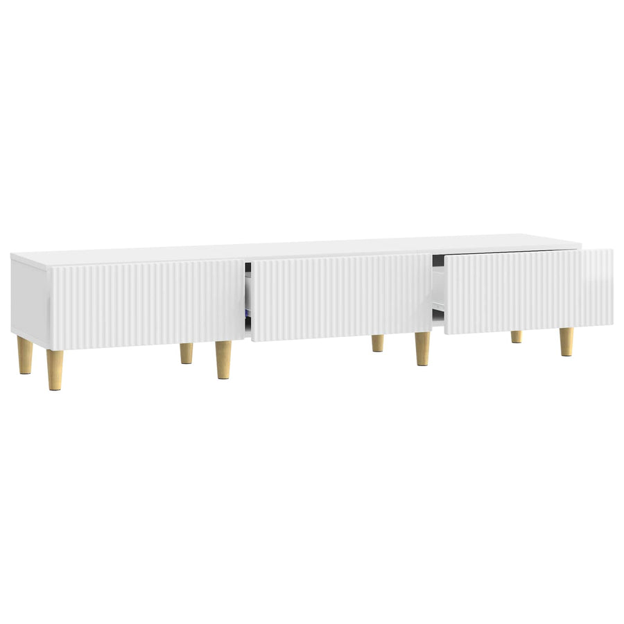 TV-kast met lade Hoogglans Wit 147 x 34,5 x 30 cm Bewerkt hout