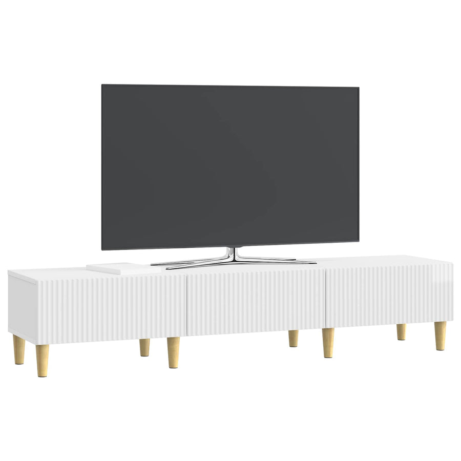 TV-kast met lade Hoogglans Wit 147 x 34,5 x 30 cm Bewerkt hout