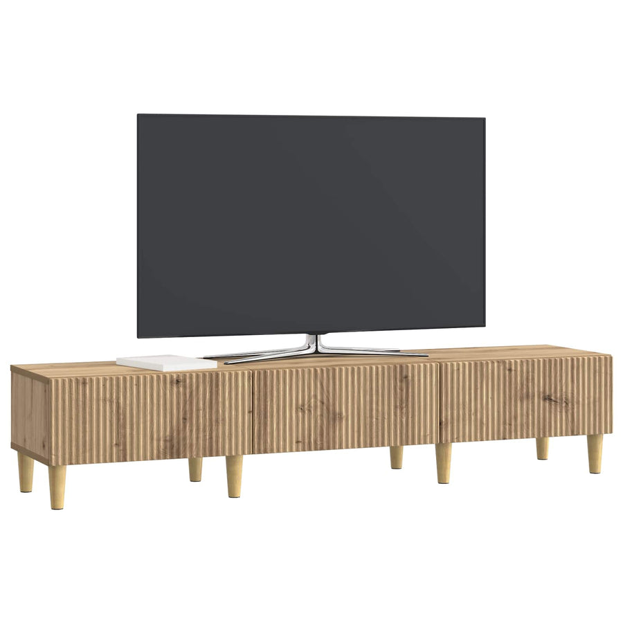 TV-kast Artisanaal eiken 147 x 34,5 x 30 cm Bewerkt hout