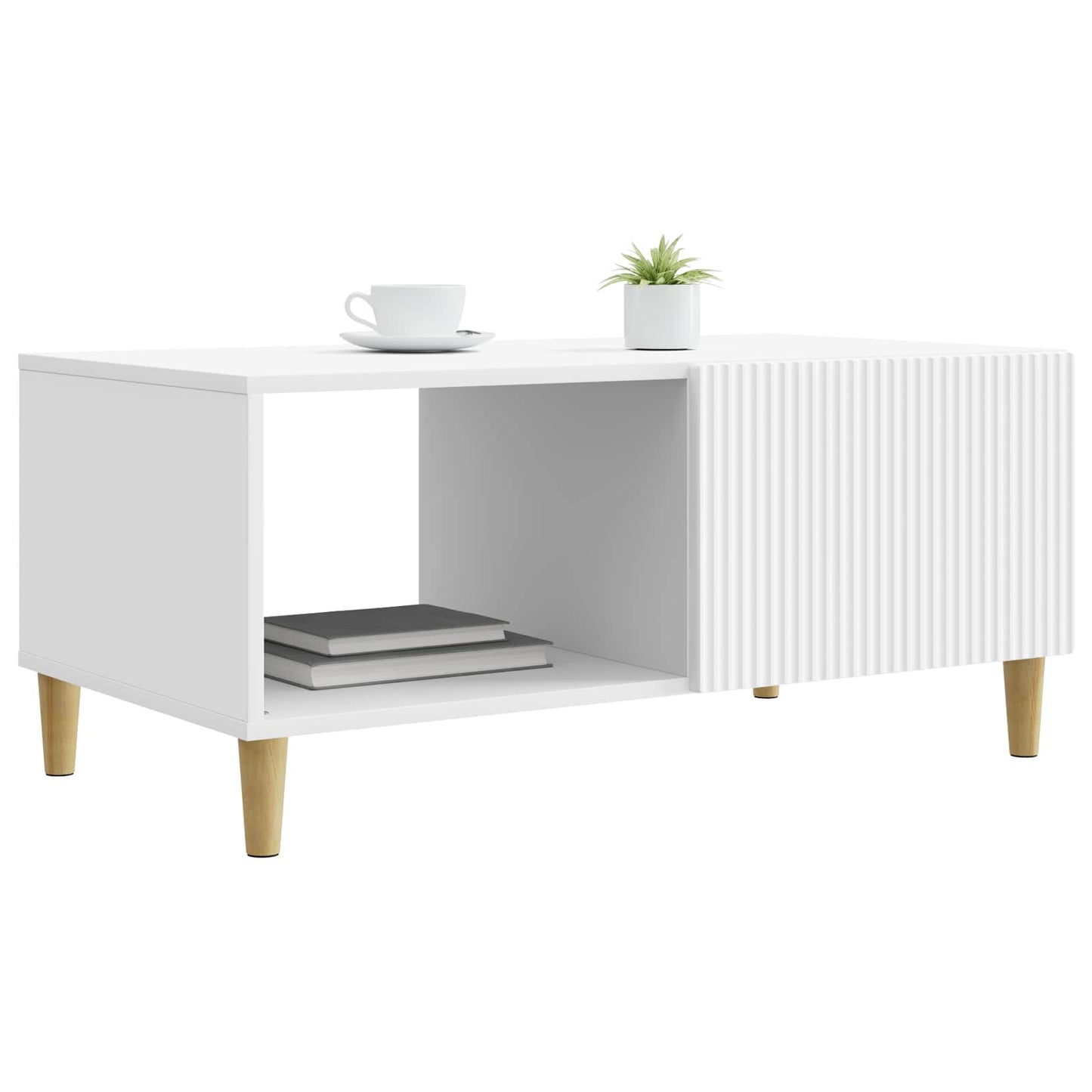 Salontafel Wit 90 x 50 x 40 cm Bewerkt hout