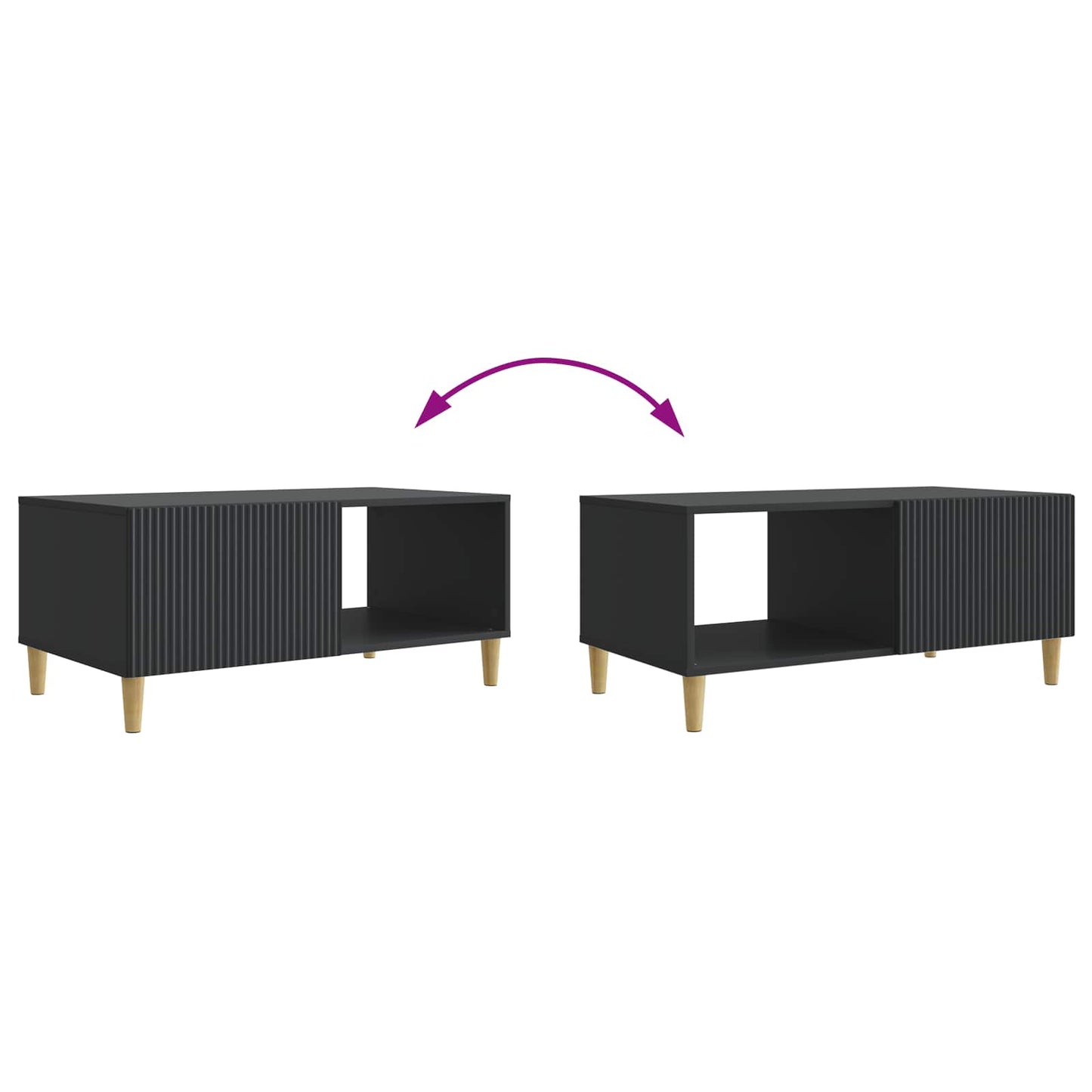 Salontafel Zwart 90 x 50 x 40 cm Bewerkt hout