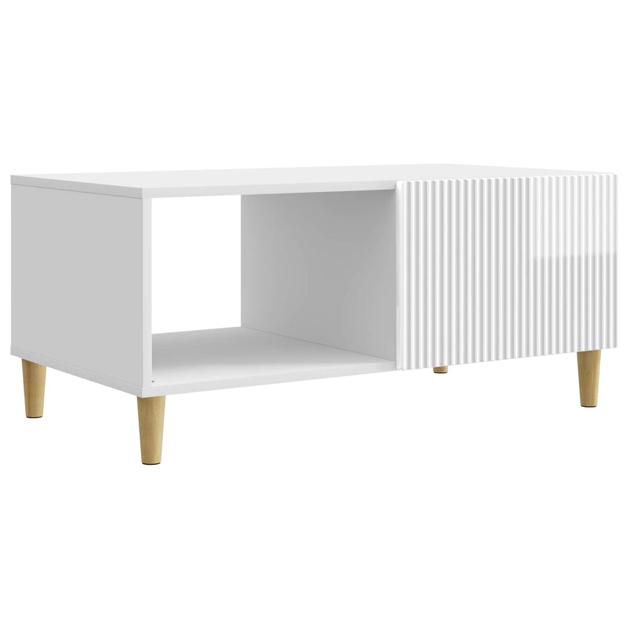 Salontafel Hoogglans Wit 90 x 50 x 40 cm Bewerkt hout