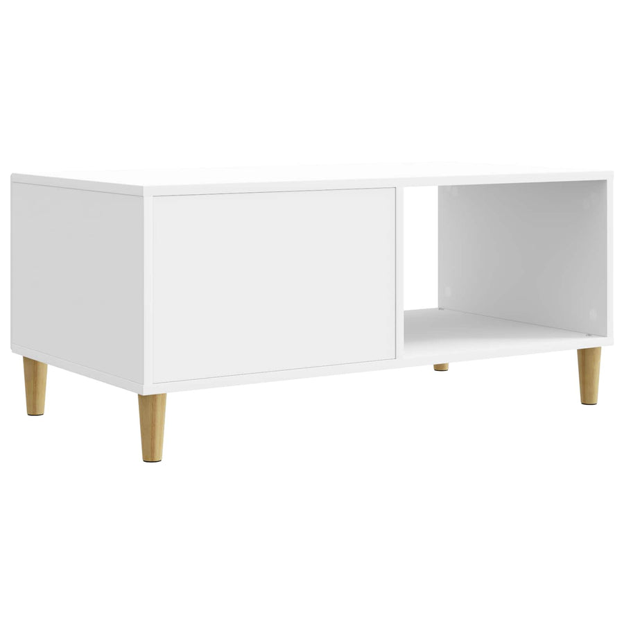 Salontafel Hoogglans Wit 90 x 50 x 40 cm Bewerkt hout