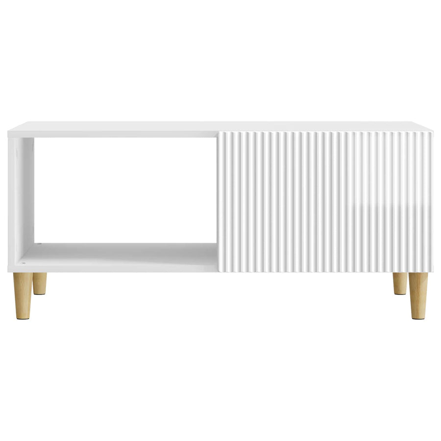 Salontafel Hoogglans Wit 90 x 50 x 40 cm Bewerkt hout