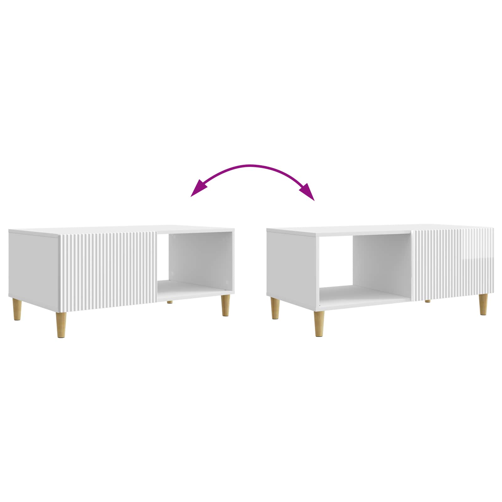 Salontafel Hoogglans Wit 90 x 50 x 40 cm Bewerkt hout
