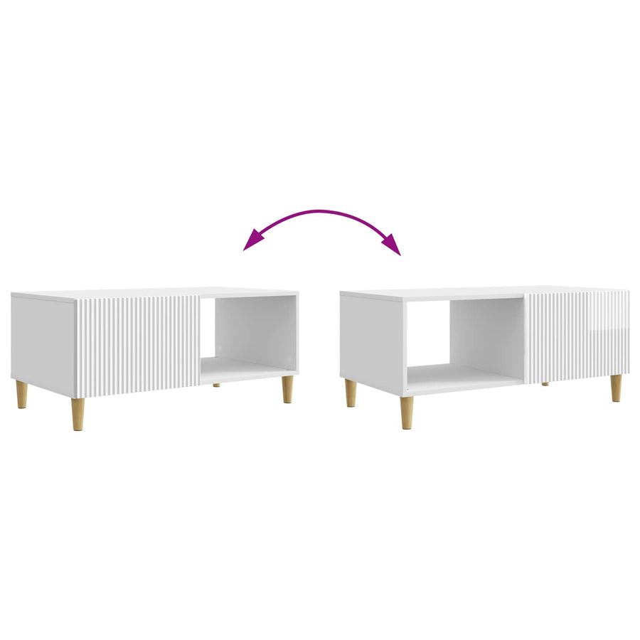 Salontafel Hoogglans Wit 90 x 50 x 40 cm Bewerkt hout