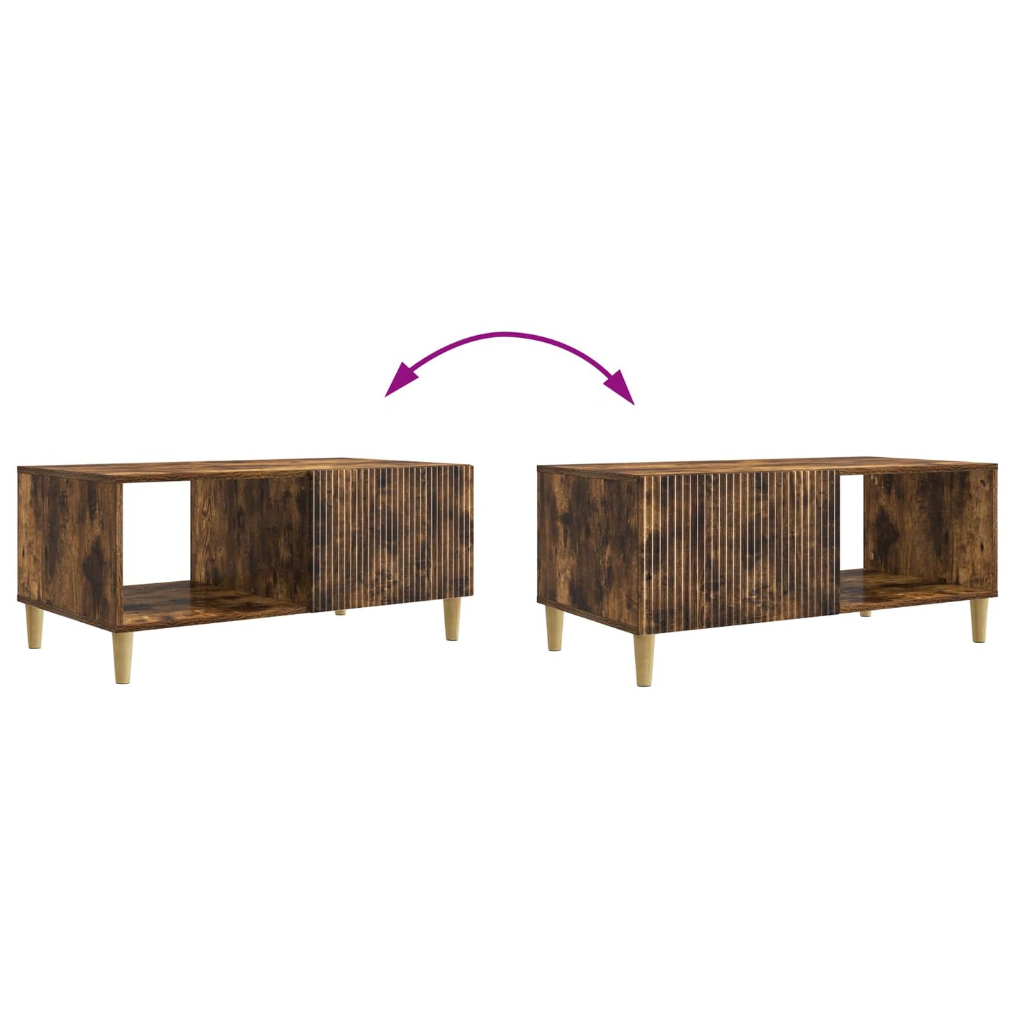 Salontafel Gerookt eiken 90 x 50 x 40 cm Bewerkt hout