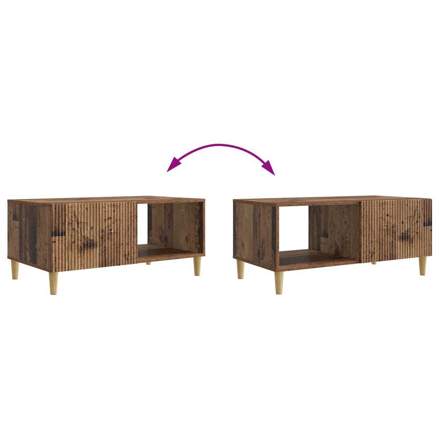 Salontafel Oud hout 90 x 50 x 40 cm Bewerkt hout
