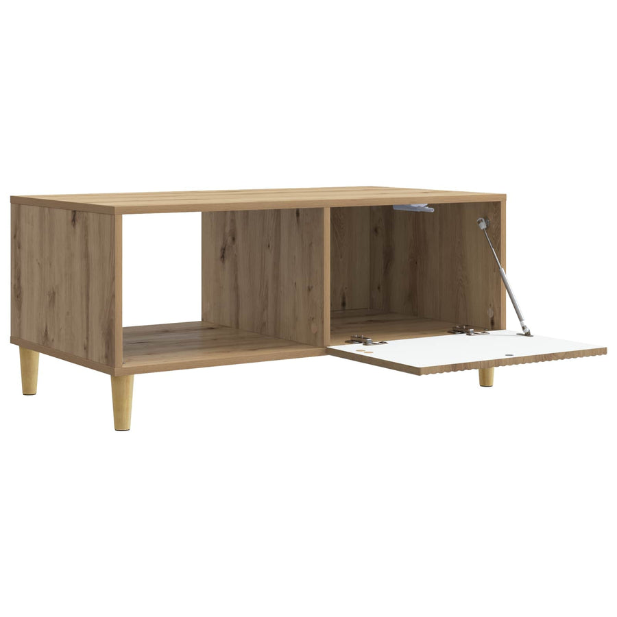 Salontafel Artisanaal eiken 90 x 50 x 40 cm Bewerkt hout