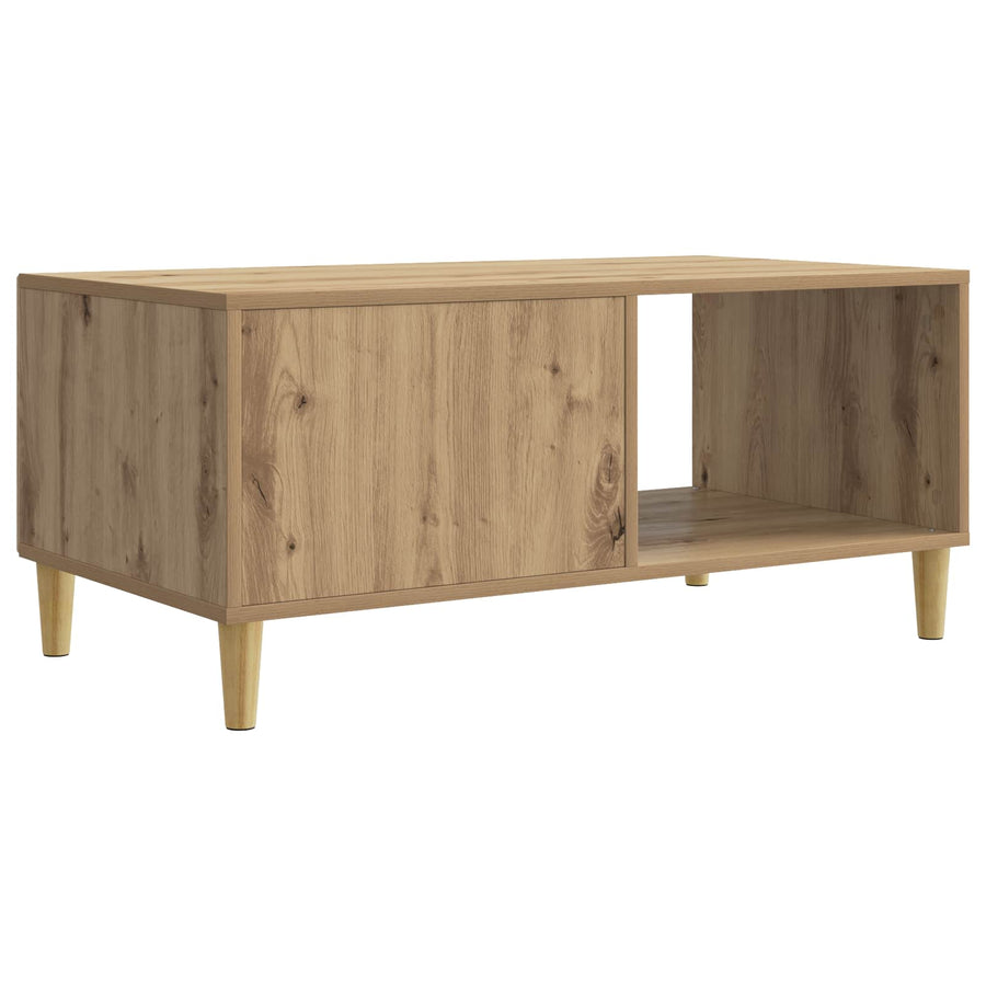 Salontafel Artisanaal eiken 90 x 50 x 40 cm Bewerkt hout