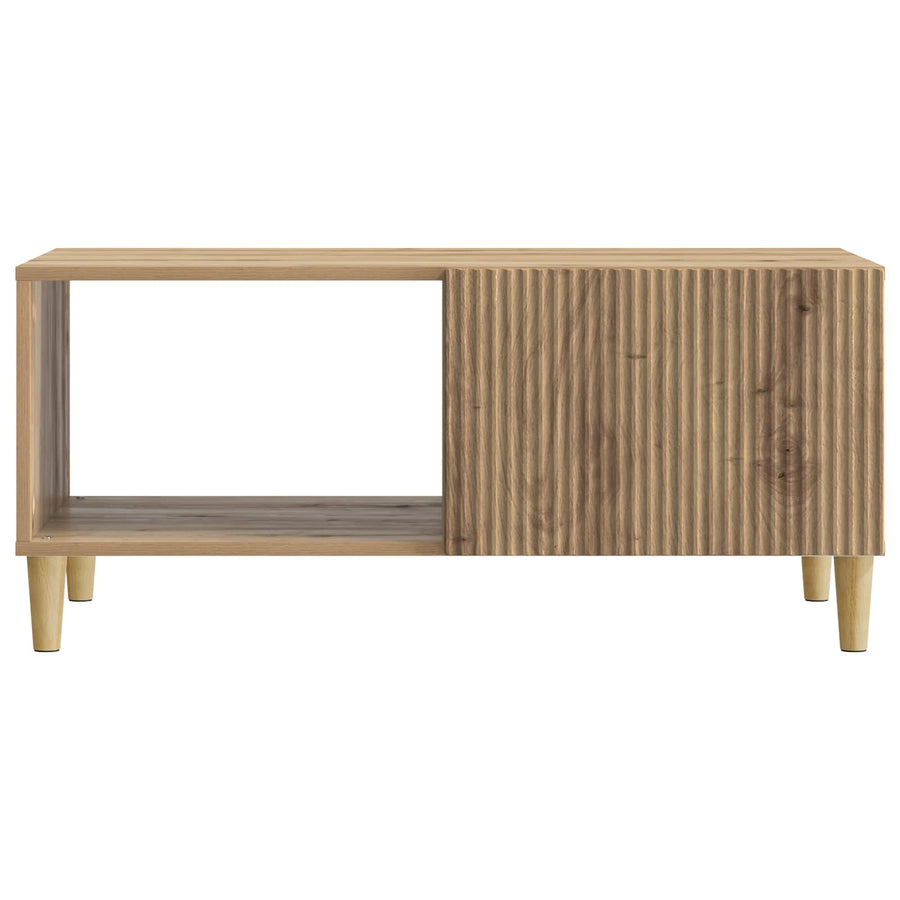 Salontafel Artisanaal eiken 90 x 50 x 40 cm Bewerkt hout