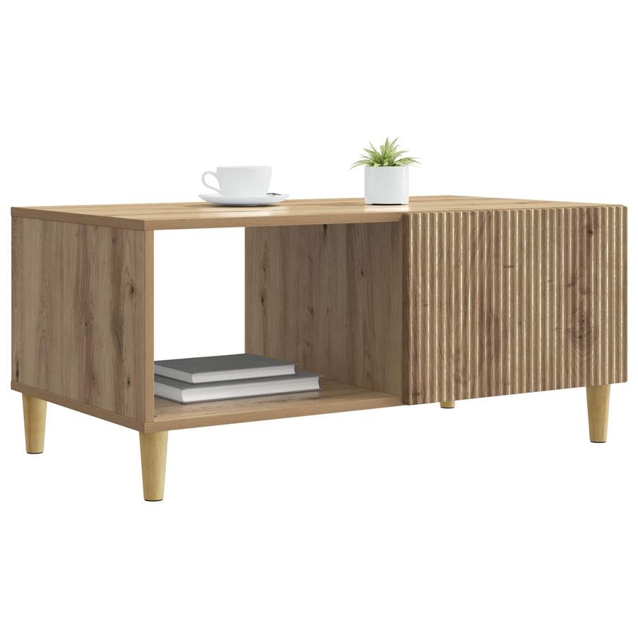 Salontafel Artisanaal eiken 90 x 50 x 40 cm Bewerkt hout