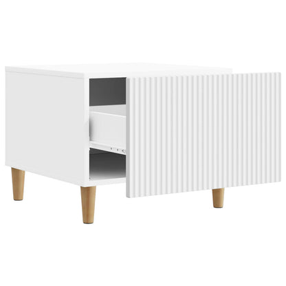 Salontafel met lade Wit 49 x 50 x 40 cm Bewerkt hout