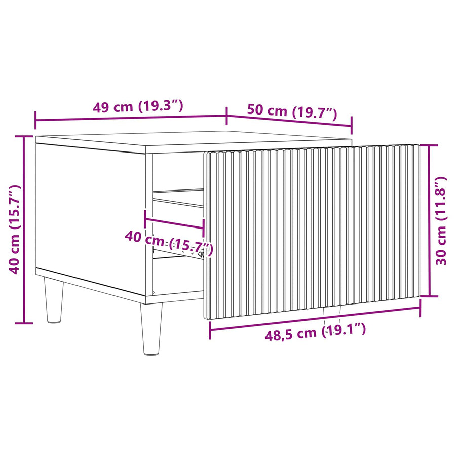 Salontafel met lade Zwart 49 x 50 x 40 cm Bewerkt hout