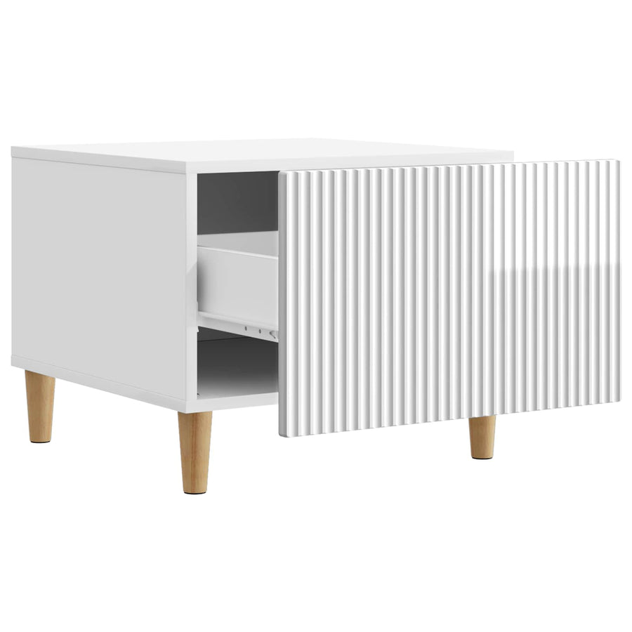 Salontafel met lade Hoogglans Wit 49 x 50 x 40 cm Bewerkt hout