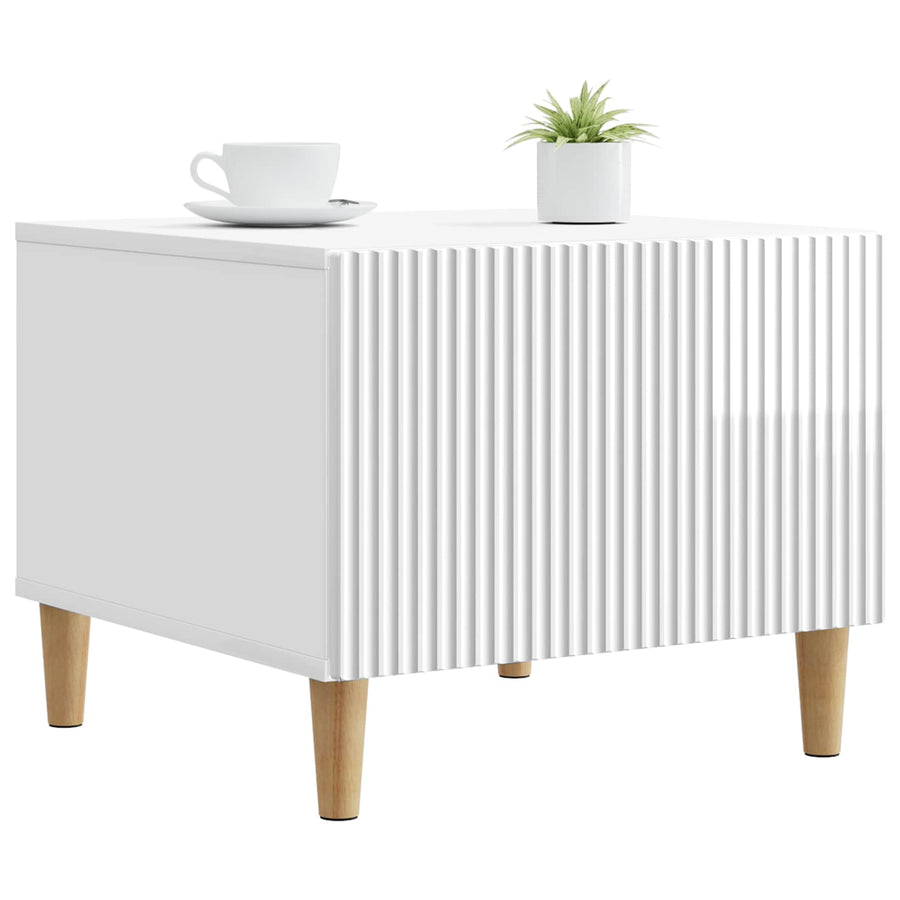Salontafel met lade Hoogglans Wit 49 x 50 x 40 cm Bewerkt hout