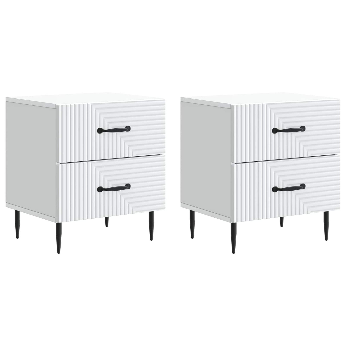 Nachtkastje met lade 2 pcs Wit 43 x 34,5 x 47,5 cm Bewerkt hout