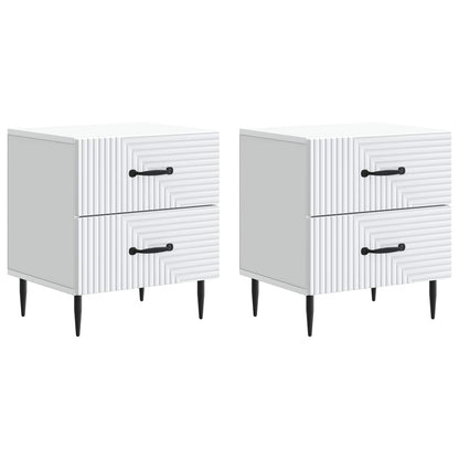 Nachtkastje met lade 2 pcs Wit 43 x 34,5 x 47,5 cm Bewerkt hout
