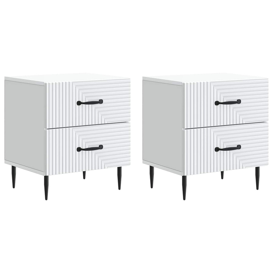 Nachtkastje met lade 2 pcs Wit 43 x 34,5 x 47,5 cm Bewerkt hout