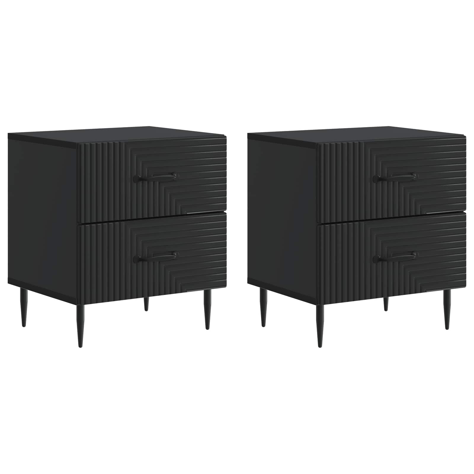 Nachtkastje 2 pcs Zwart 43 x 34,5 x 47,5 cm Bewerkt hout