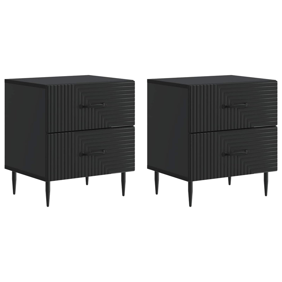 Nachtkastje 2 pcs Zwart 43 x 34,5 x 47,5 cm Bewerkt hout
