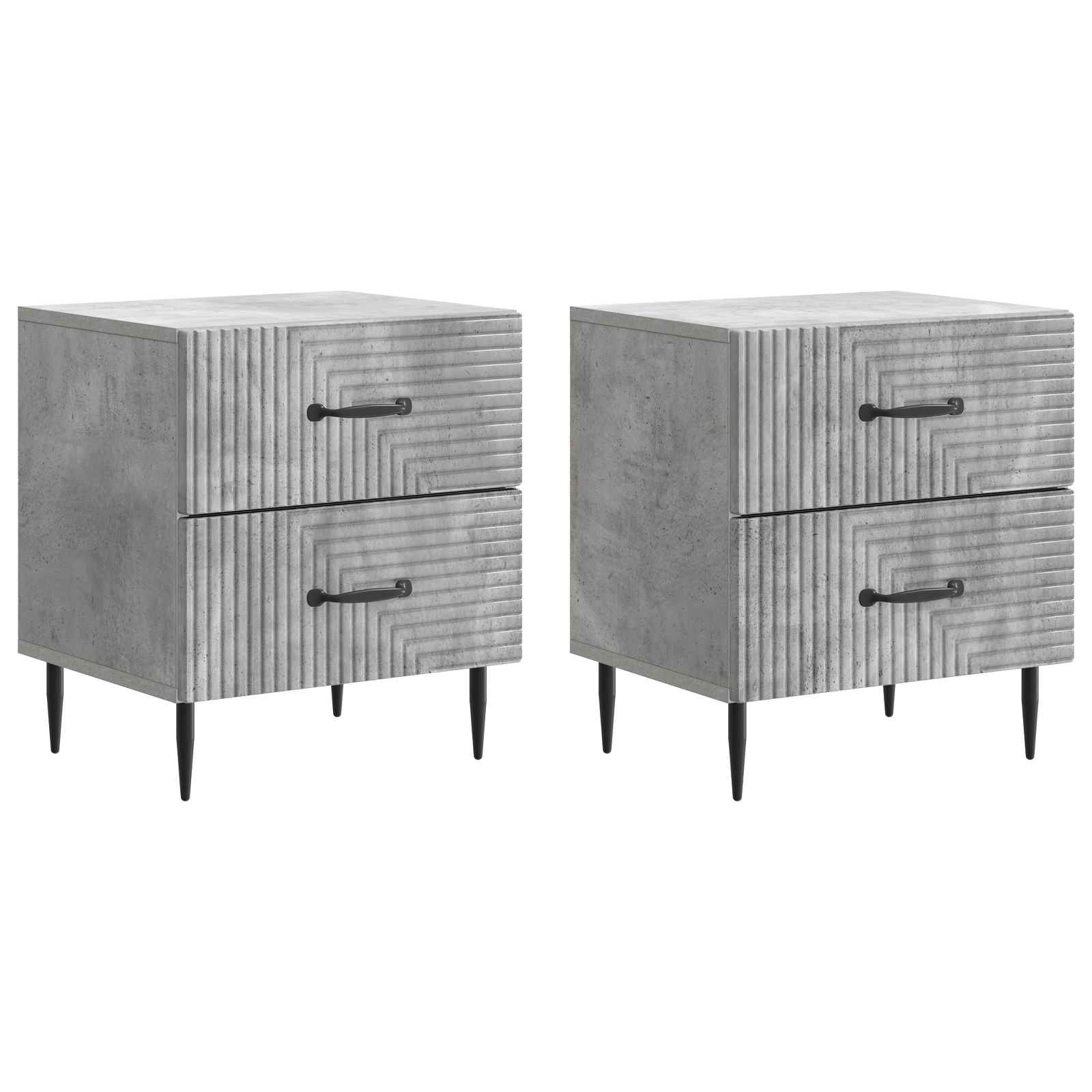 Nachtkastje 2 pcs Betongrijs 43 x 34,5 x 47,5 cm Bewerkt hout