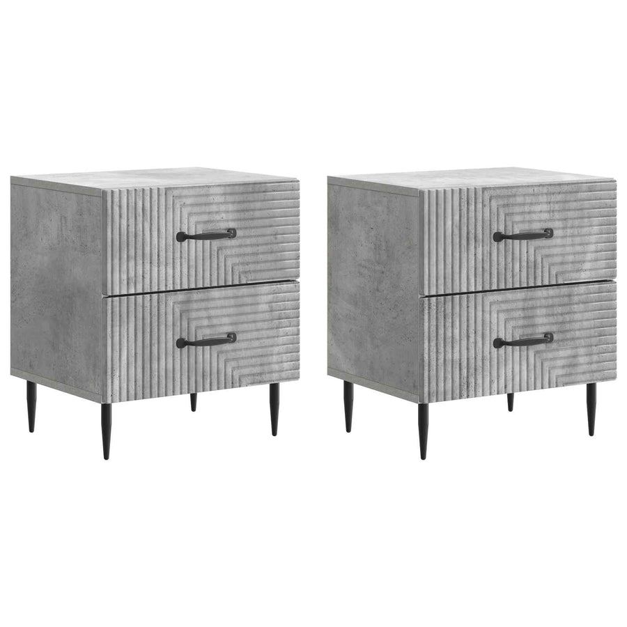 Nachtkastje 2 pcs Betongrijs 43 x 34,5 x 47,5 cm Bewerkt hout