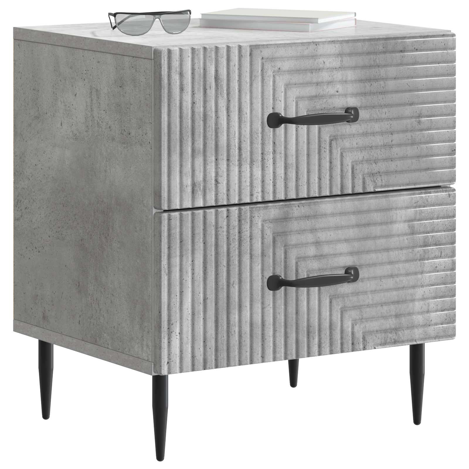 Nachtkastje 2 pcs Betongrijs 43 x 34,5 x 47,5 cm Bewerkt hout